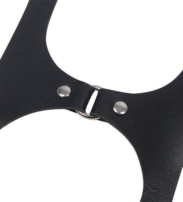 SUBBLIME - FULL BODY HARNESS WITH LEATHER BUCKLES BLACK ONE SIZE