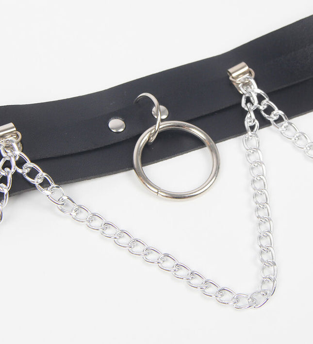 SUBBLIME - BELT AND GARTER HARNESS WITH RINGS AND CHAINDETAIL ONE SIZE
