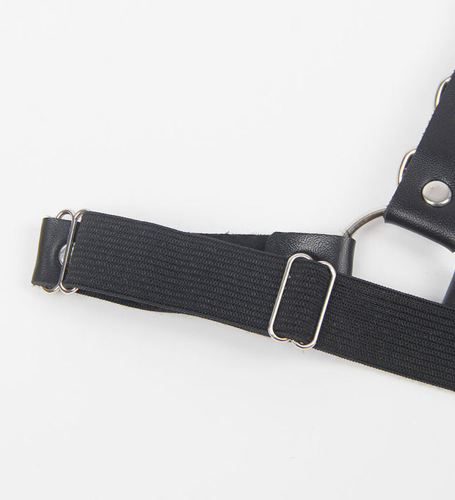 SUBBLIME - BELT AND GARTER HARNESS WITH RINGS AND CHAINDETAIL ONE SIZE