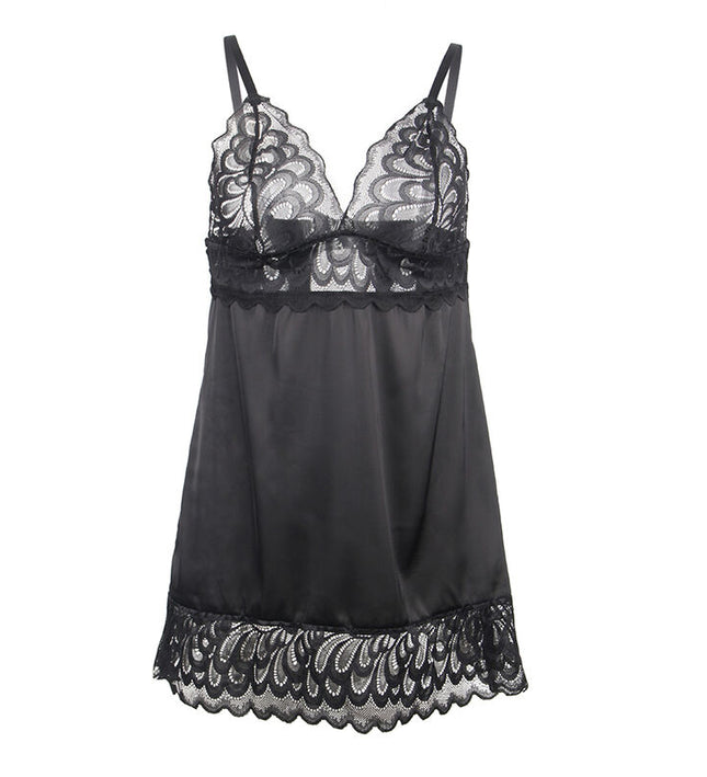 SUBBLIME - BABYDOLL WITH FLORAL PRINT CHEST BLACK S/M