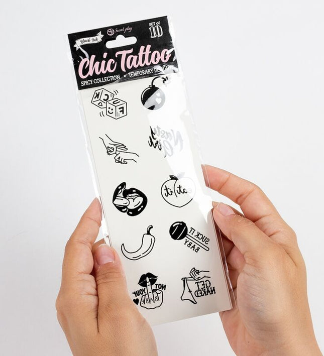 SECRET PLAY - SET OF 10 SPICY COLLECTION TEMPORARY TATTOOS