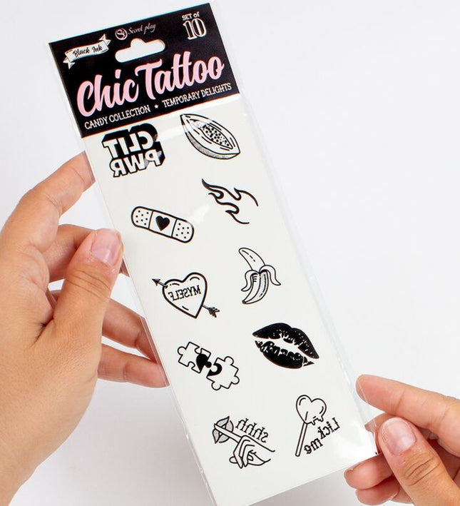 SECRET PLAY - SET OF 10 CANDY COLLECTION TEMPORARY TATTOOS