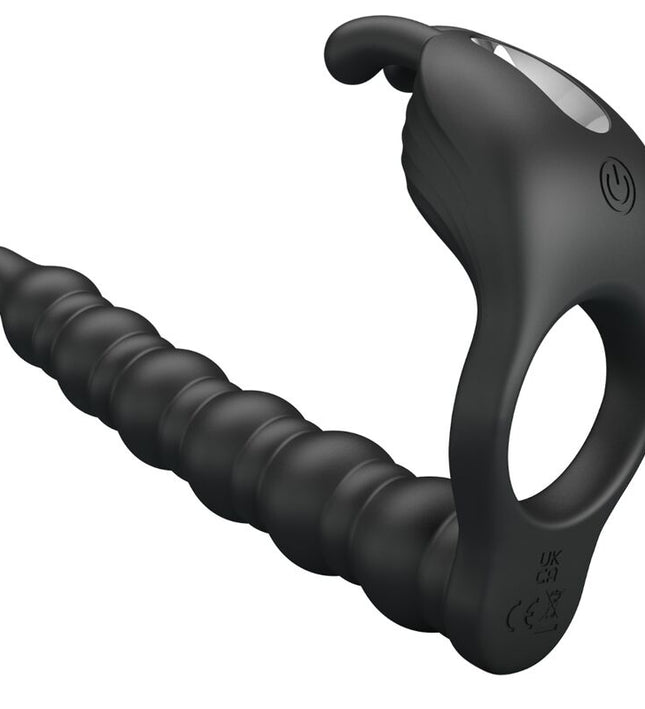 PRETTY LOVE - BLACKNEY PENIS RING WITH BLACK VIBRATOR PLUG