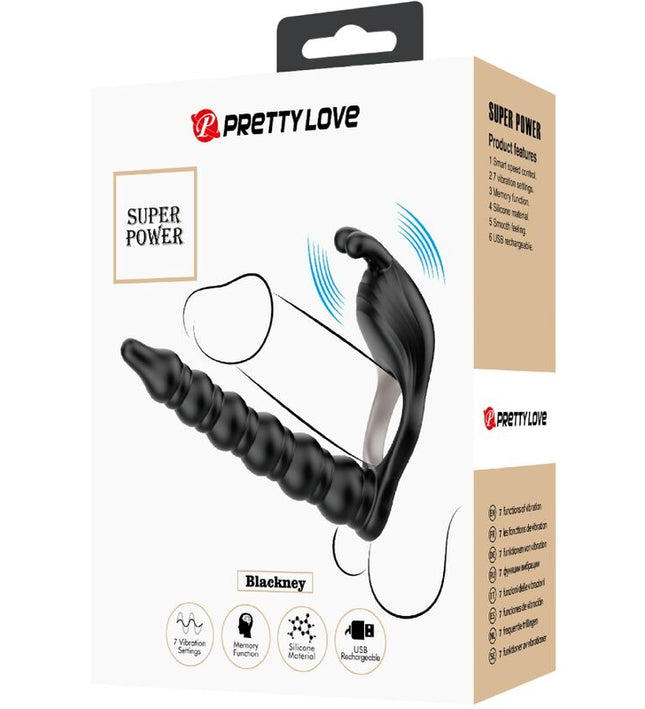 PRETTY LOVE - BLACKNEY PENIS RING WITH BLACK VIBRATOR PLUG