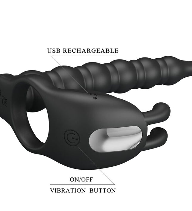 PRETTY LOVE - BLACKNEY PENIS RING WITH BLACK VIBRATOR PLUG