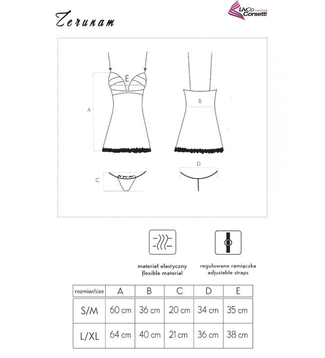 LIVCO CORSETTI FASHION - ZERUNAM SET BABYDOLL + BLACK THONG