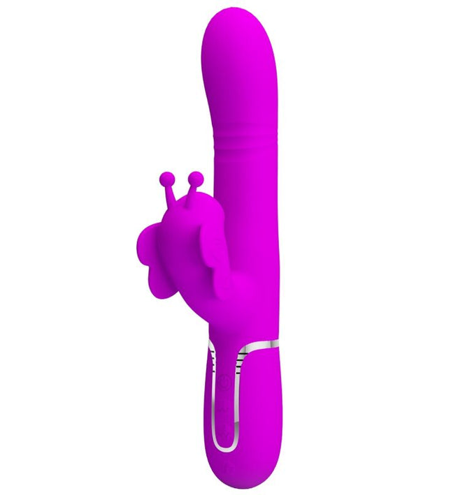 PRETTY LOVE - MULTIFUNCTION RABBIT VIBRATOR 4 IN 1 BUTTERFLY FUCHSIA