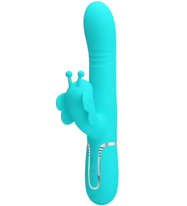 PRETTY LOVE - MULTIFUNCTION RABBIT VIBRATOR 4 IN 1 BUTTERFLY AQUA GREEN