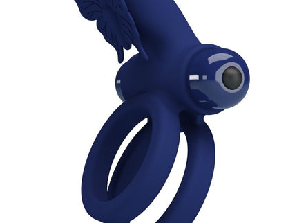 PRETTY LOVE - JAMELE DOUBLE RING WITH VIBRATION & BUTTERFLY STIMULATOR BLUE