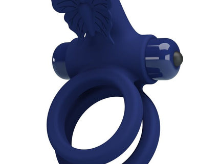 PRETTY LOVE - JAMELE DOUBLE RING WITH VIBRATION & BUTTERFLY STIMULATOR BLUE