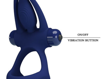 PRETTY LOVE - MAT DOUBLE RING WITH VIBRATION & STIMULATOR BLUE