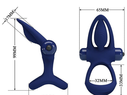 PRETTY LOVE - MAT DOUBLE RING WITH VIBRATION & STIMULATOR BLUE