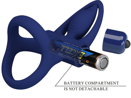 PRETTY LOVE - MAT DOUBLE RING WITH VIBRATION & STIMULATOR BLUE