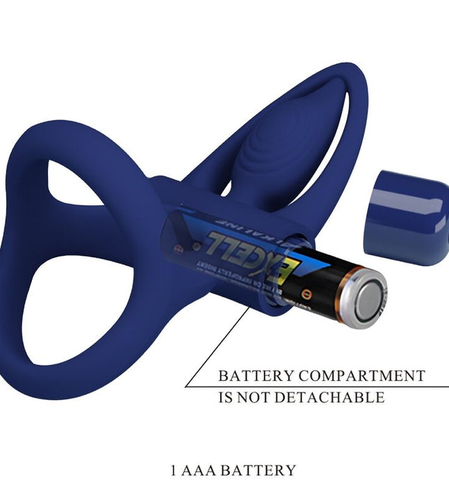 PRETTY LOVE - MAT DOUBLE RING WITH VIBRATION & STIMULATOR BLUE