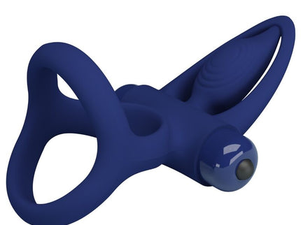 PRETTY LOVE - MAT DOUBLE RING WITH VIBRATION & STIMULATOR BLUE