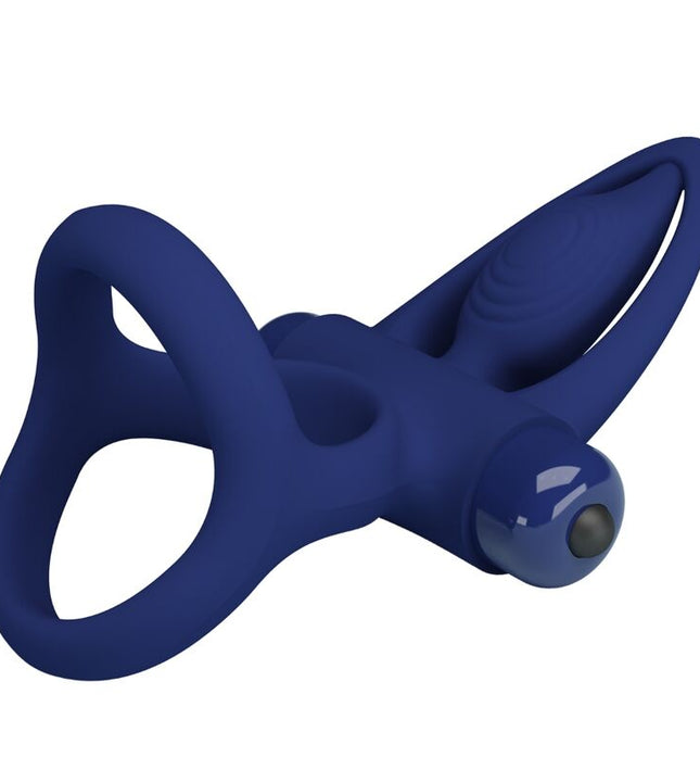 PRETTY LOVE - MAT DOUBLE RING WITH VIBRATION & STIMULATOR BLUE