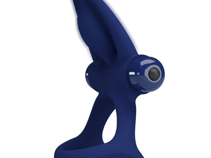 PRETTY LOVE - MAT DOUBLE RING WITH VIBRATION & STIMULATOR BLUE