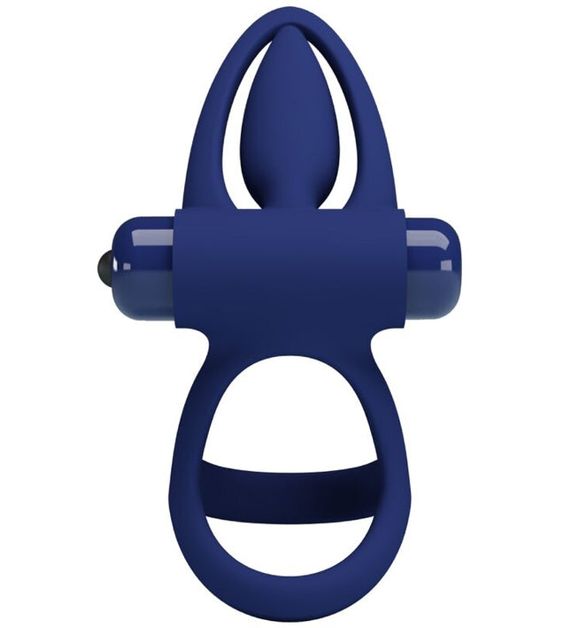 PRETTY LOVE - MAT DOUBLE RING WITH VIBRATION & STIMULATOR BLUE