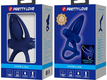 PRETTY LOVE - MAT DOUBLE RING WITH VIBRATION & STIMULATOR BLUE
