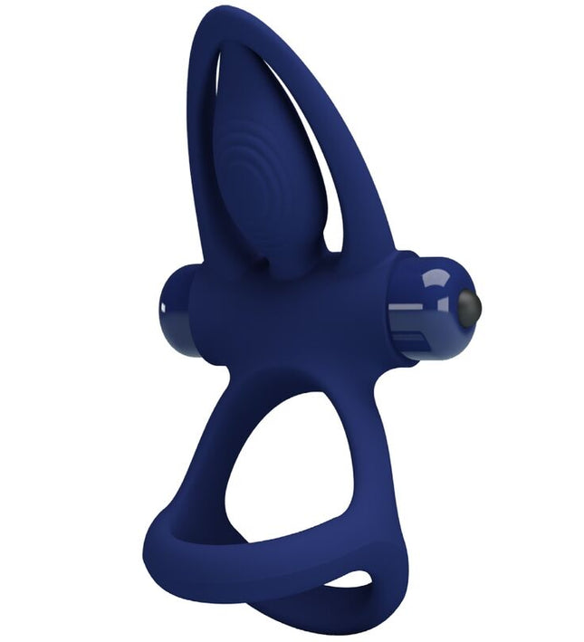 PRETTY LOVE - MAT DOUBLE RING WITH VIBRATION & STIMULATOR BLUE