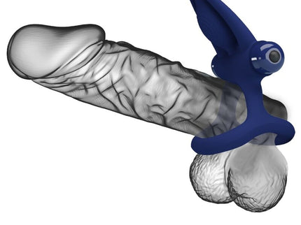 PRETTY LOVE - MAT DOUBLE RING WITH VIBRATION & STIMULATOR BLUE