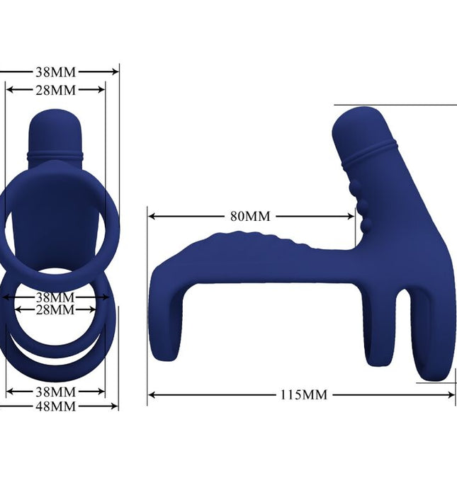 PRETTY LOVE - ELISH VIBRATING RING WITH EXTENSION BLUE