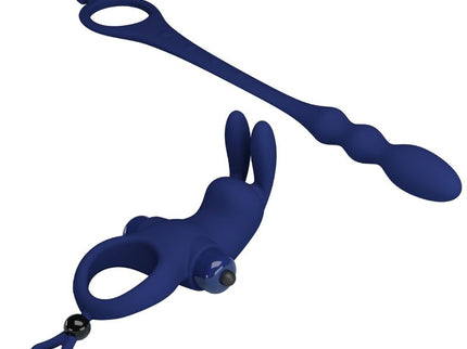 PRETTY LOVE - AYAD RABBIT VIBRATOR RING WITH PLUG BLUE