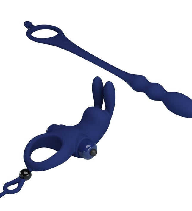 PRETTY LOVE - AYAD RABBIT VIBRATOR RING WITH PLUG BLUE