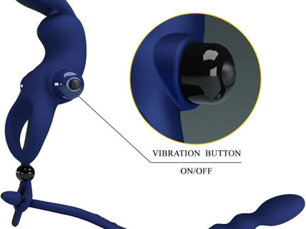 PRETTY LOVE - AYAD RABBIT VIBRATOR RING WITH PLUG BLUE