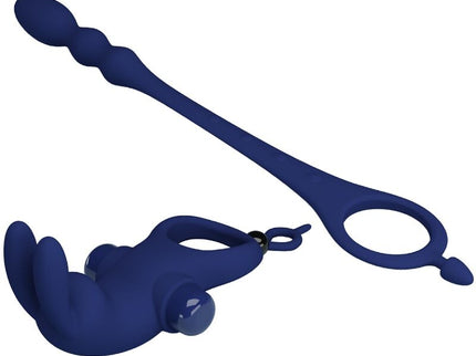 PRETTY LOVE - AYAD RABBIT VIBRATOR RING WITH PLUG BLUE