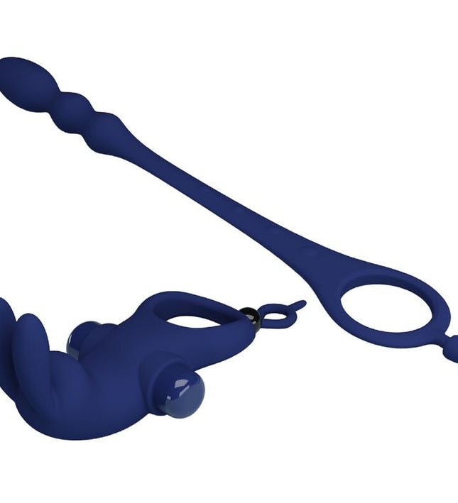 PRETTY LOVE - AYAD RABBIT VIBRATOR RING WITH PLUG BLUE