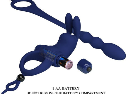 PRETTY LOVE - AYAD RABBIT VIBRATOR RING WITH PLUG BLUE