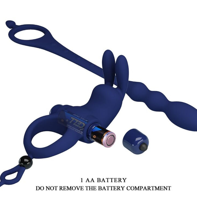 PRETTY LOVE - AYAD RABBIT VIBRATOR RING WITH PLUG BLUE