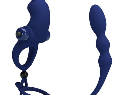 PRETTY LOVE - AYAD RABBIT VIBRATOR RING WITH PLUG BLUE