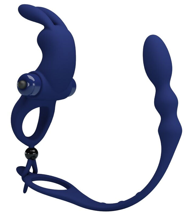 PRETTY LOVE - AYAD RABBIT VIBRATOR RING WITH PLUG BLUE