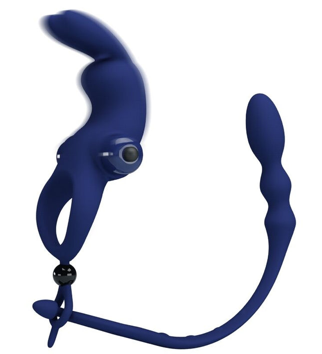 PRETTY LOVE - AYAD RABBIT VIBRATOR RING WITH PLUG BLUE