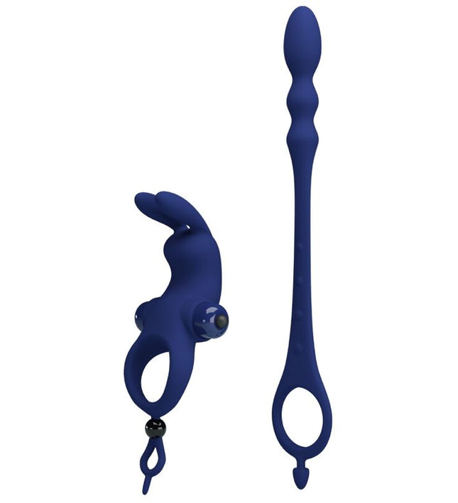 PRETTY LOVE - AYAD RABBIT VIBRATOR RING WITH PLUG BLUE
