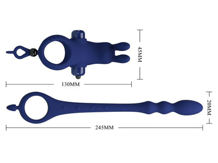 PRETTY LOVE - AYAD RABBIT VIBRATOR RING WITH PLUG BLUE