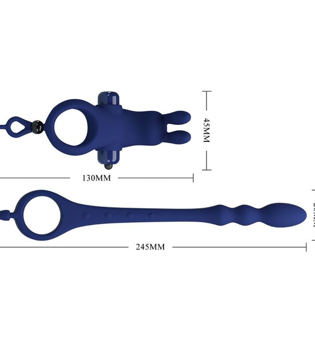 PRETTY LOVE - AYAD RABBIT VIBRATOR RING WITH PLUG BLUE