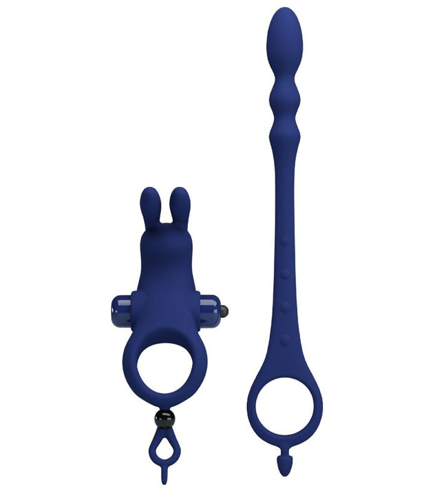 PRETTY LOVE - AYAD RABBIT VIBRATOR RING WITH PLUG BLUE