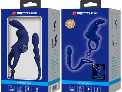 PRETTY LOVE - AYAD RABBIT VIBRATOR RING WITH PLUG BLUE