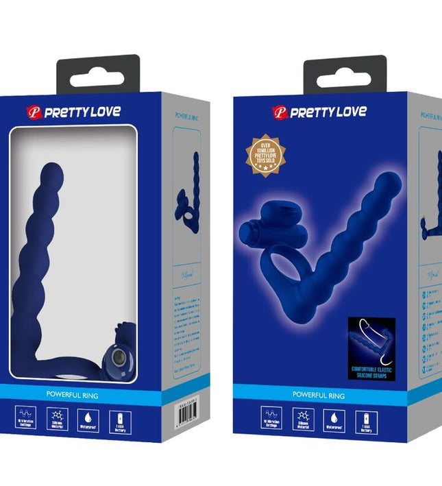 PRETTY LOVE - AJMAL VIBRATING RING WITH PLUG BLUE