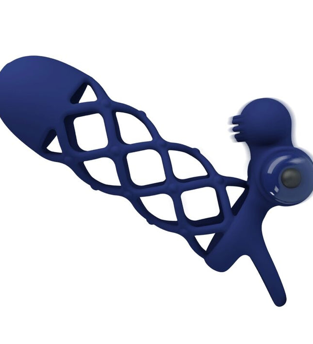 PRETTY LOVE - GIANN VIBRATOR RING WITH SILICONE SHEATH BLUE