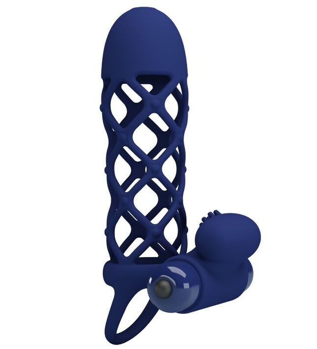 PRETTY LOVE - GIANN VIBRATOR RING WITH SILICONE SHEATH BLUE