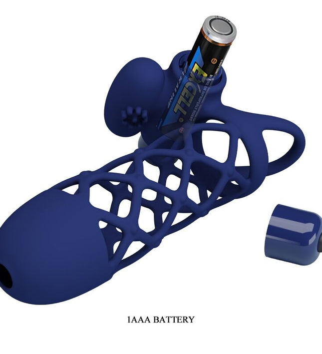 PRETTY LOVE - GIANN VIBRATOR RING WITH SILICONE SHEATH BLUE