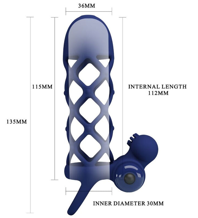 PRETTY LOVE - GIANN VIBRATOR RING WITH SILICONE SHEATH BLUE