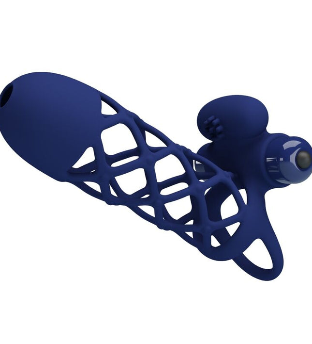 PRETTY LOVE - GIANN VIBRATOR RING WITH SILICONE SHEATH BLUE