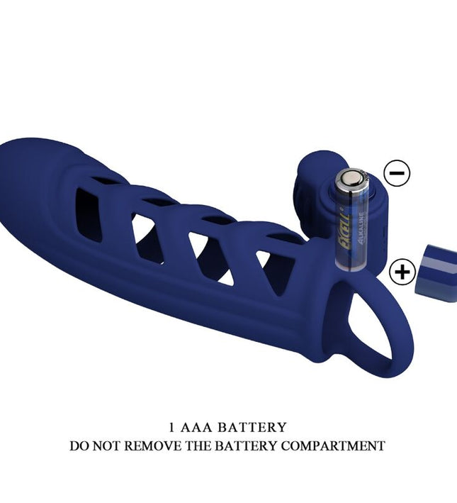 PRETTY LOVE - ALTAF VIBRATOR RING WITH SILICONE SHEATH BLUE