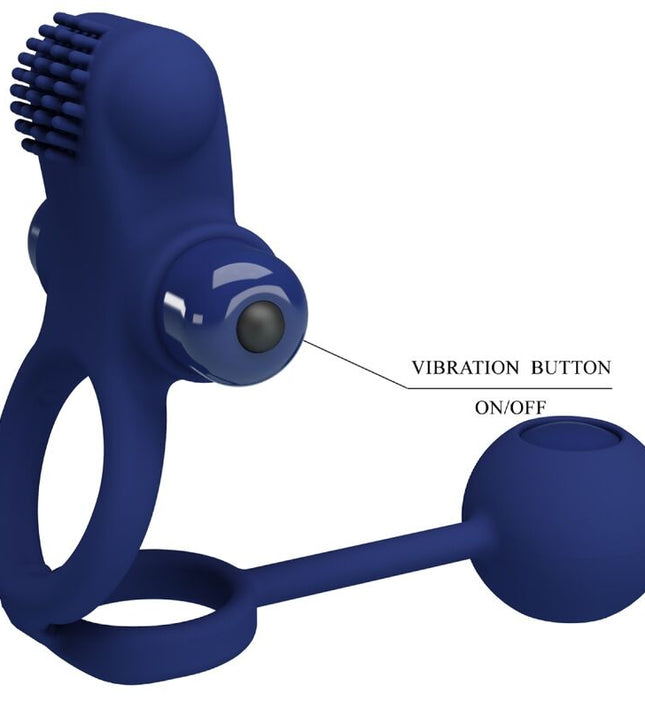 PRETTY LOVE - REMINGTON DOUBLE VIBRATING RING WITH PLUG BLUE