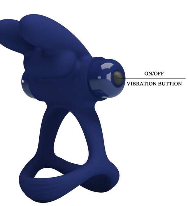 PRETTY LOVE - FRANCISCO DOUBLE VIBRATING RING RABBIT BLUE